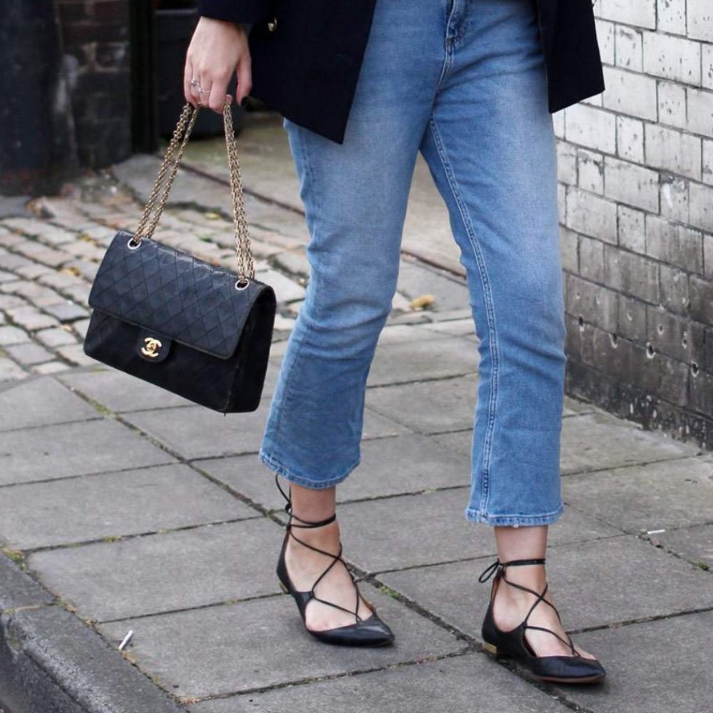 Aquazzura Christy Leather Point Toe Flats 37.5